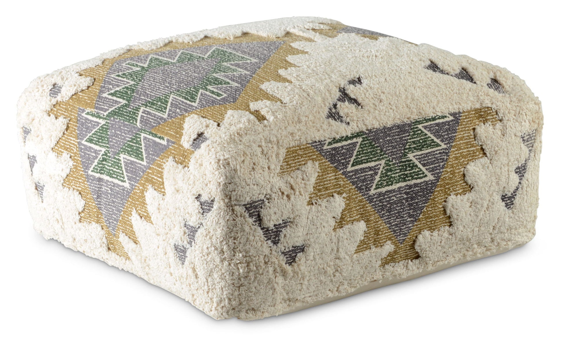 Lyssa - Jacquard Fabric Printed Pouf - Beige - Hornell Furniture Outlet