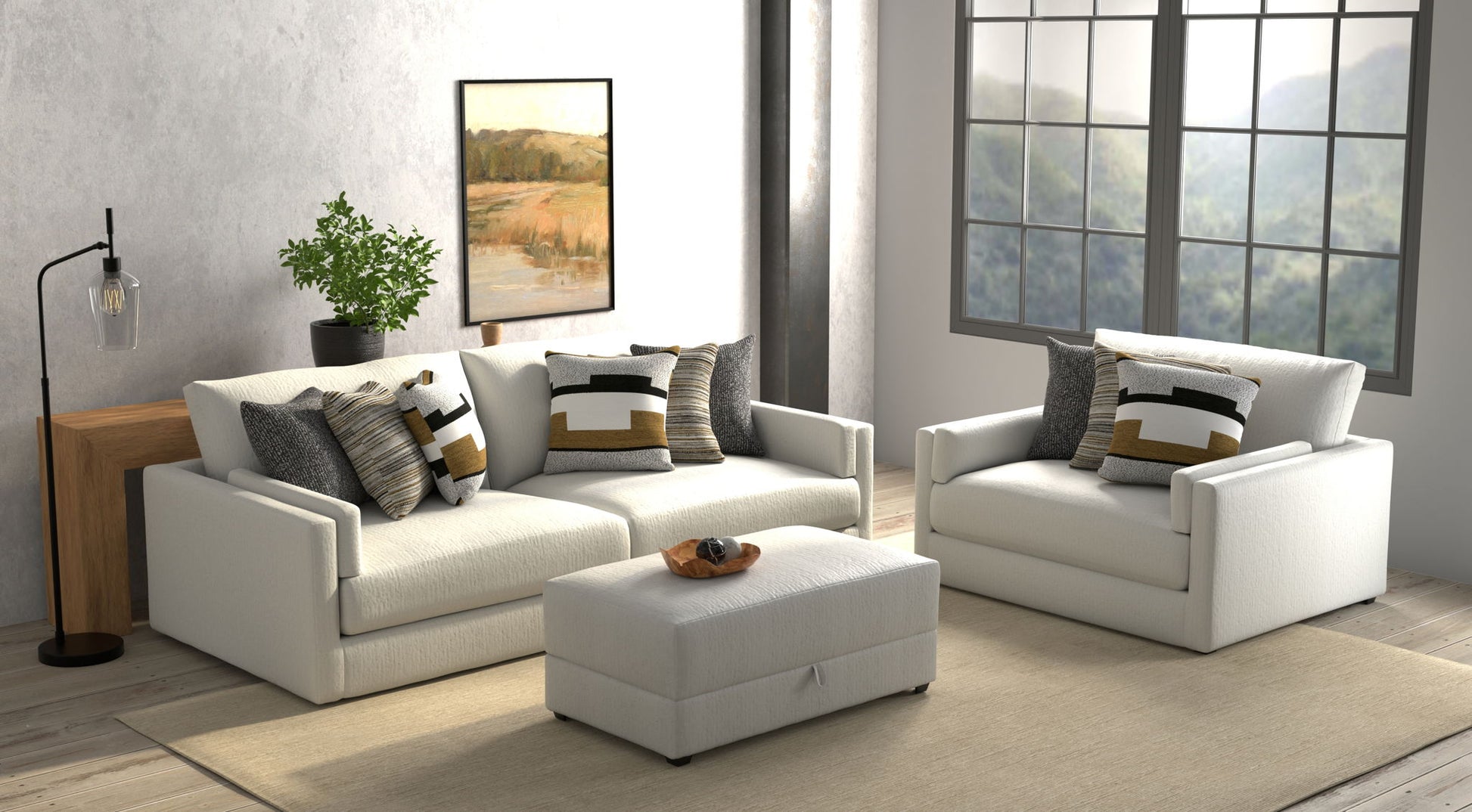 Trevor - Extra Deep Oversized Sofa With Included Storage Cocktail Ottoman - Hornell Furniture Outlet
