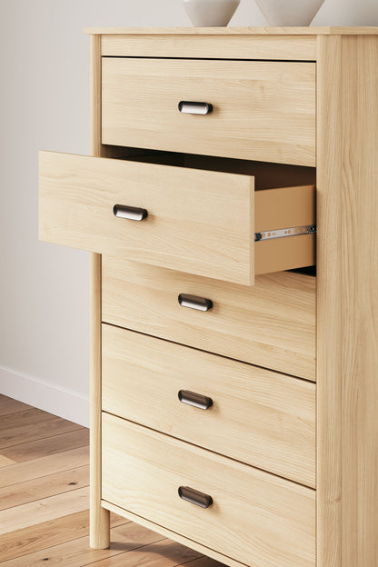 Cabinella - Tan - Five Drawer Chest - Hornell Furniture Outlet