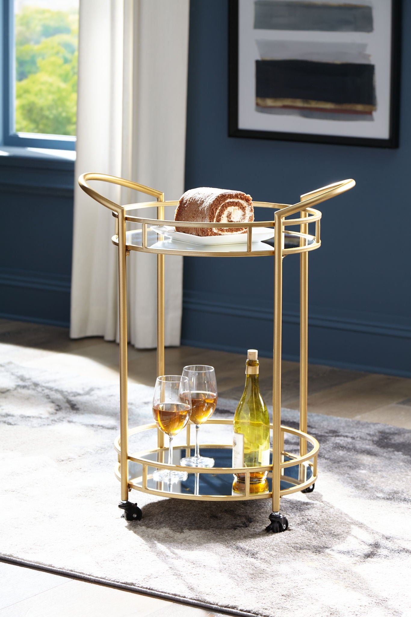 Wynora - Gold - Bar Cart - Hornell Furniture Outlet