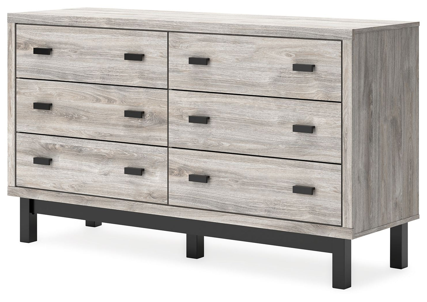 Vessalli - Black / Gray - Six Drawer Dresser - Hornell Furniture Outlet