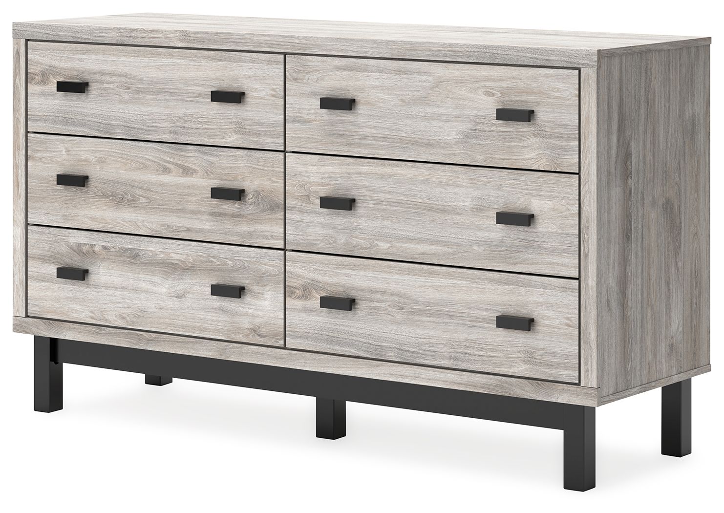 Vessalli - Black / Gray - Six Drawer Dresser - Hornell Furniture Outlet