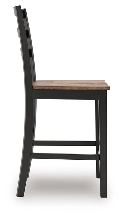 Wildenauer - Brown / Black - Barstool (Set of 2) - Hornell Furniture Outlet