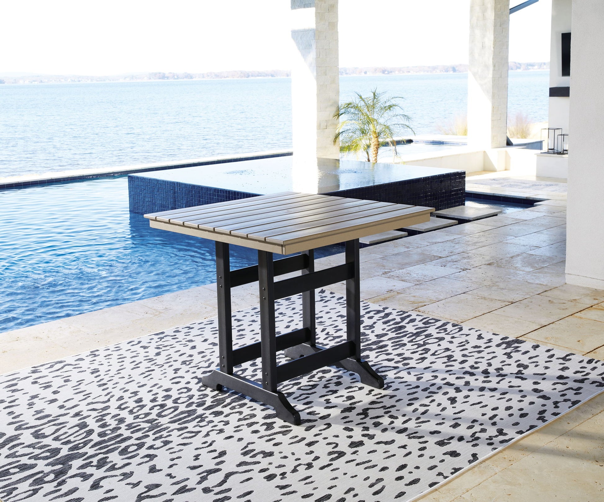 Fairen Trail - 5 Pc. - Counter Dining Set - Black / Driftwood - Hornell Furniture Outlet