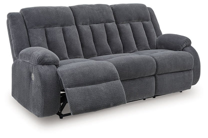 Observation - Steel - Reclining Power Sofa With Drop Down Table - Hornell Furniture Outlet