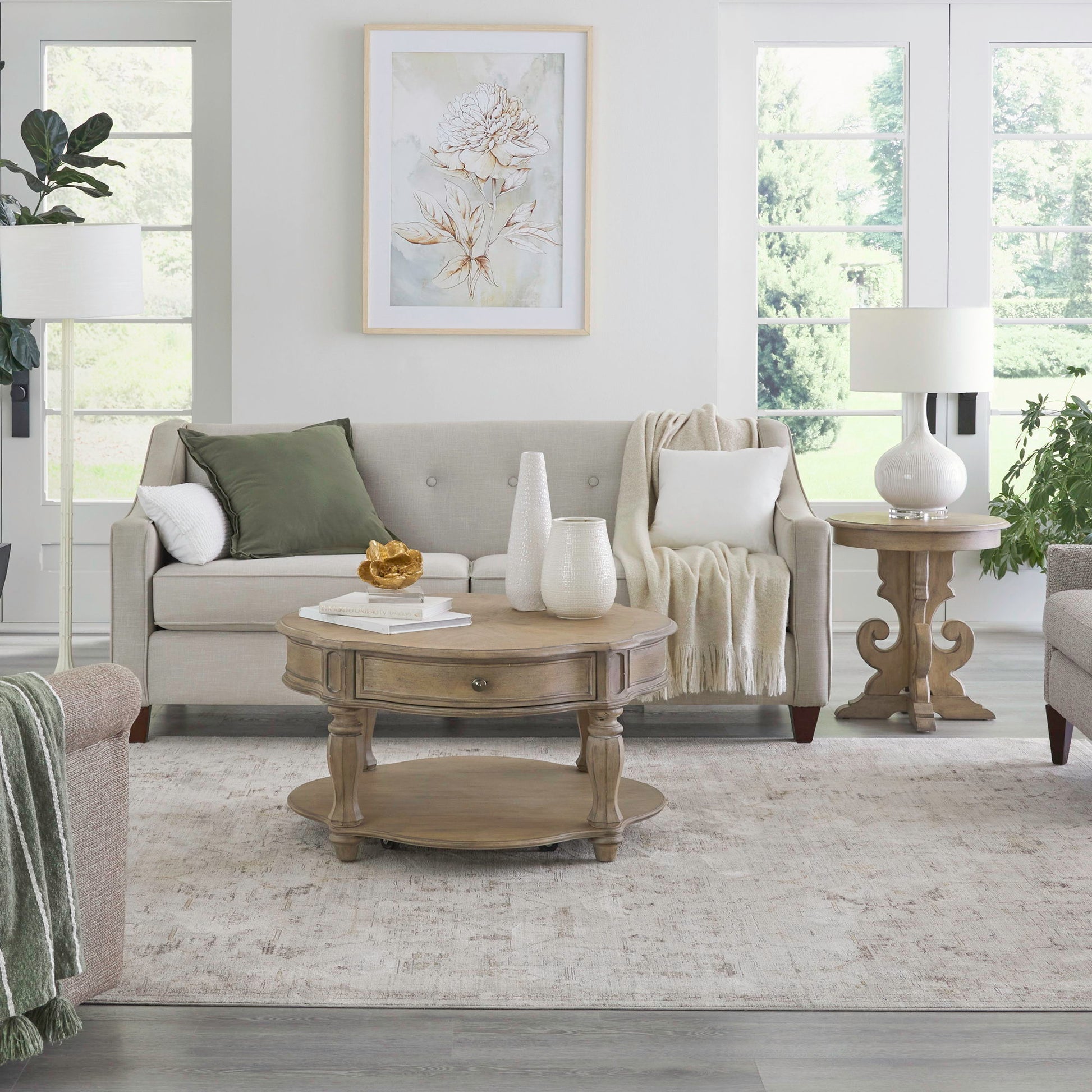 Magnolia Manor - 3 Piece Table Set (Round End Table) - Light Brown - Hornell Furniture Outlet