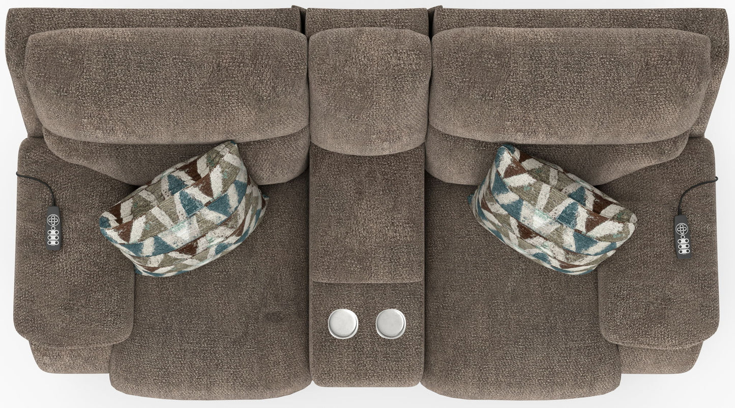 Joya - Power Zero Gravity Reclining Console Loveseat With Power Adjustable Headrest And CR3 Heat/Massage/Lumbar/ZG - Mushroom - Hornell Furniture Outlet