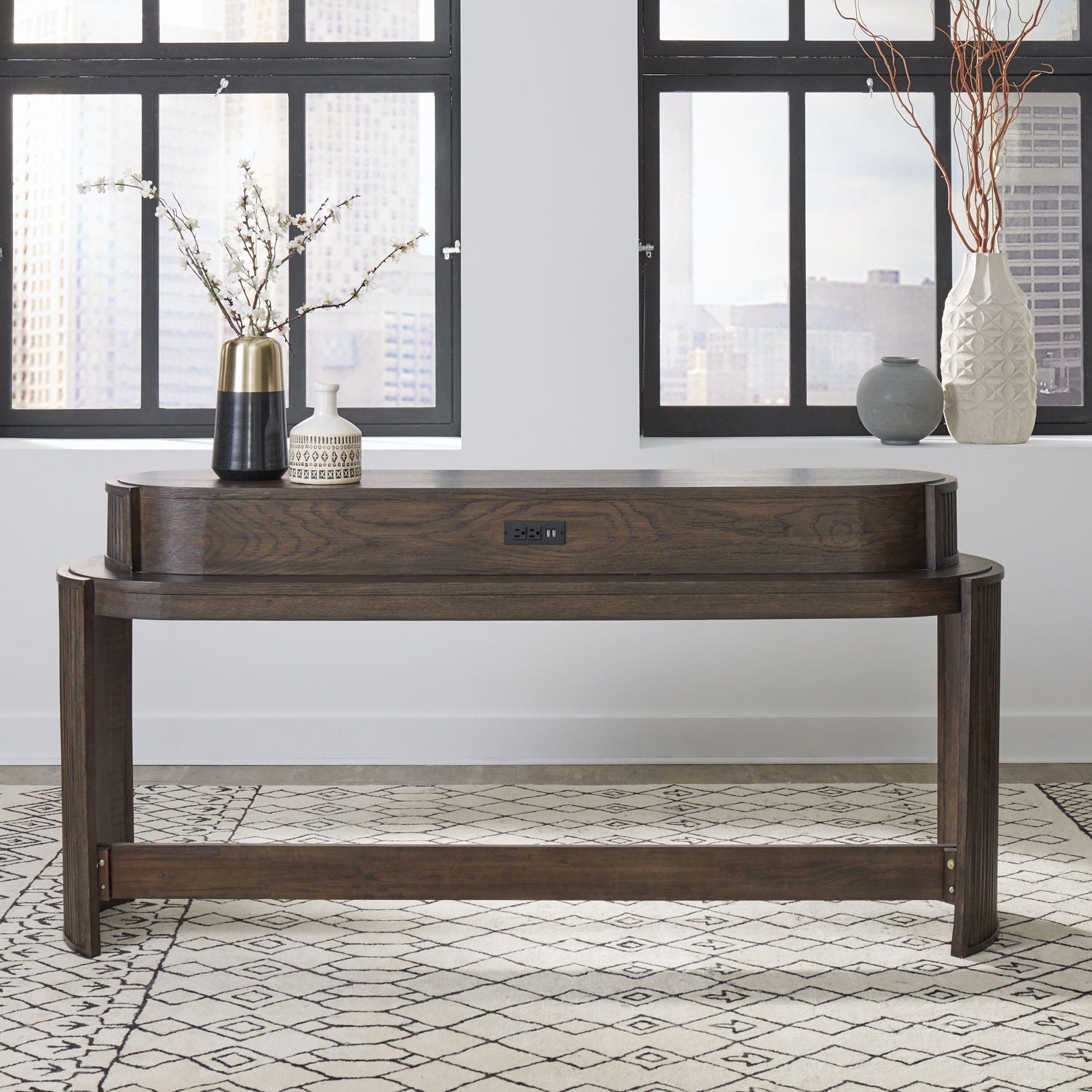 City View - 4 Piece Table Set (Console Bar Table & 3 Console Stools) - Coffee Bean - Hornell Furniture Outlet