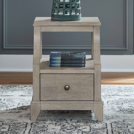 New Haven - Chairside Table - Sanctuary White - Hornell Furniture Outlet