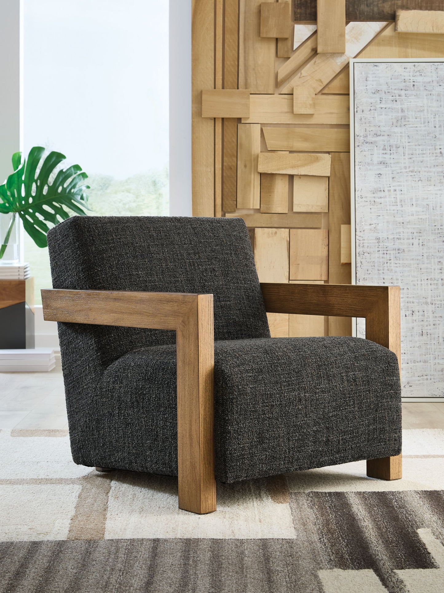 Dorney - Accent Chair - Charcoal / Brown - Hornell Furniture Outlet