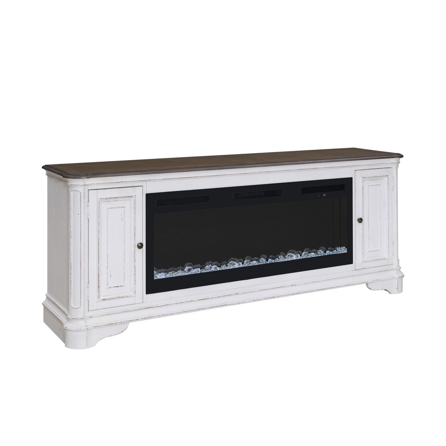 Fireplace TV Consoles - 244 82" Console With Fire FTS - White - Hornell Furniture Outlet