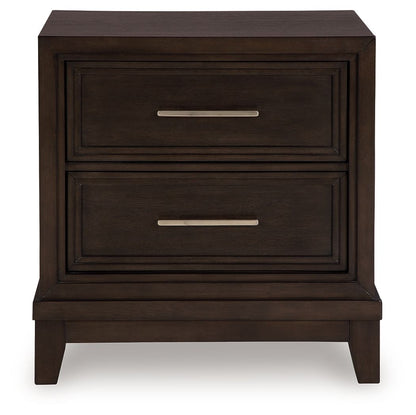 Neymorton - Dark Grayish Brown - Two Drawer Night Stand - Hornell Furniture Outlet