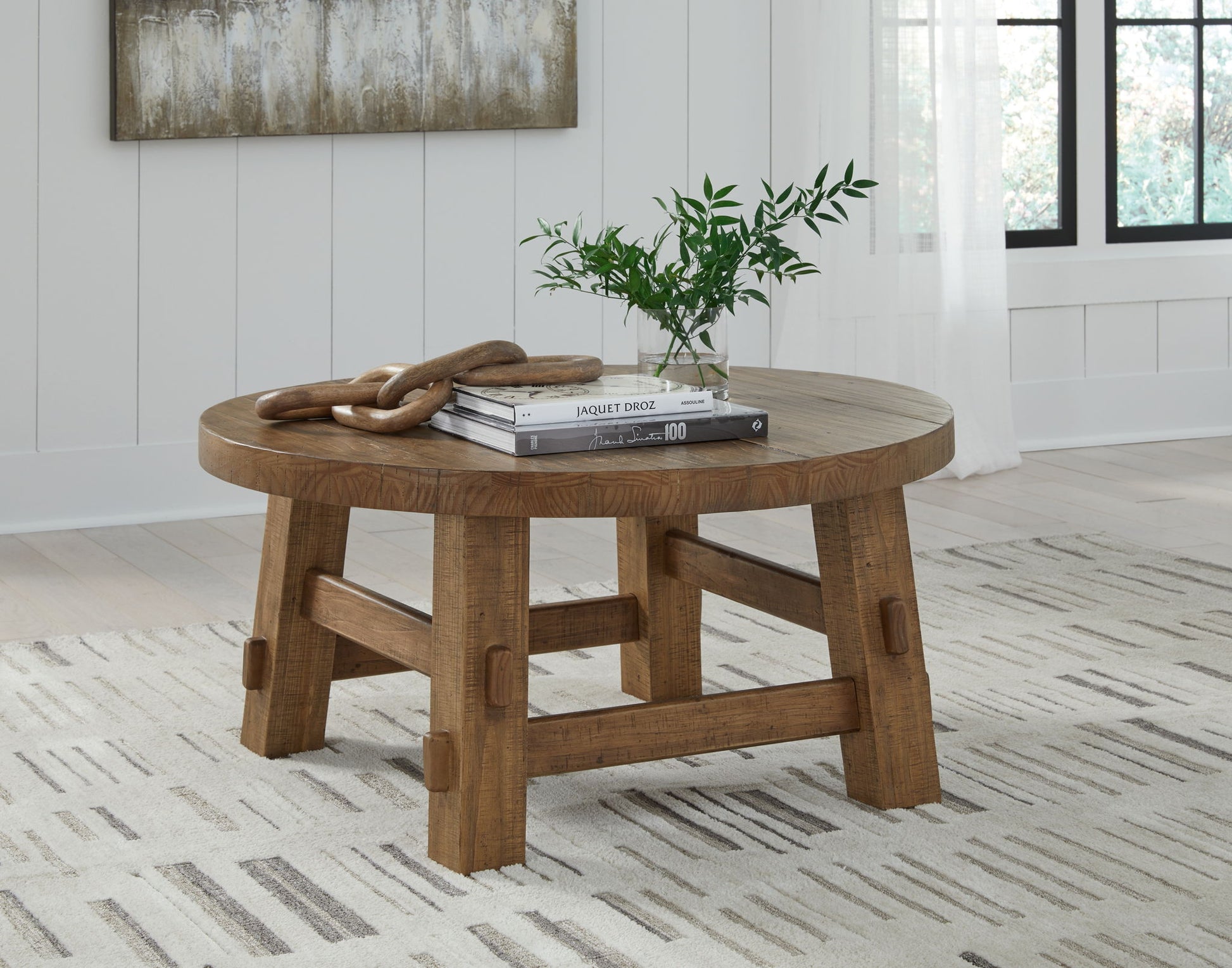 Mackifeld - Warm Brown - Round Cocktail Table - Hornell Furniture Outlet