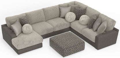 Canyon - 4 Piece Sectional With Cuddler Seat Cushions, Included Accent Pillows And Cocktail Ottoman (Left Side Facing Chaise) - Umber - Hornell Furniture Outlet