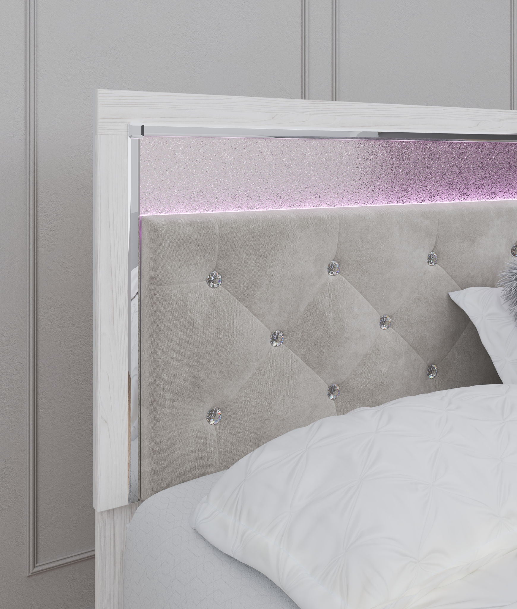 Altyra - White - King Panel Bed With Upholstered Headboard - Hornell Furniture Outlet