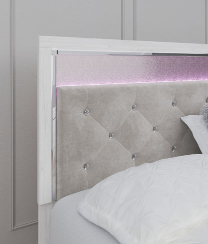 Altyra - White - King Panel Bed With Upholstered Headboard - Hornell Furniture Outlet