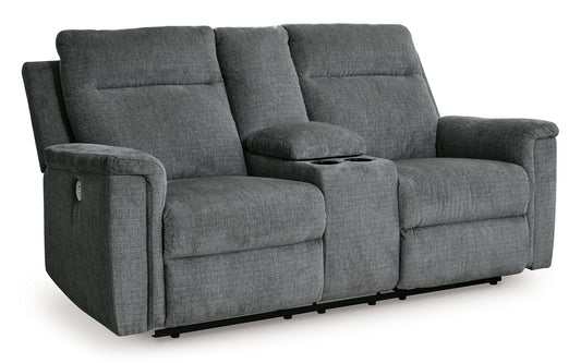 Barnsana - Dbl Power Reclining Loveseat With Console - Hornell Furniture Outlet