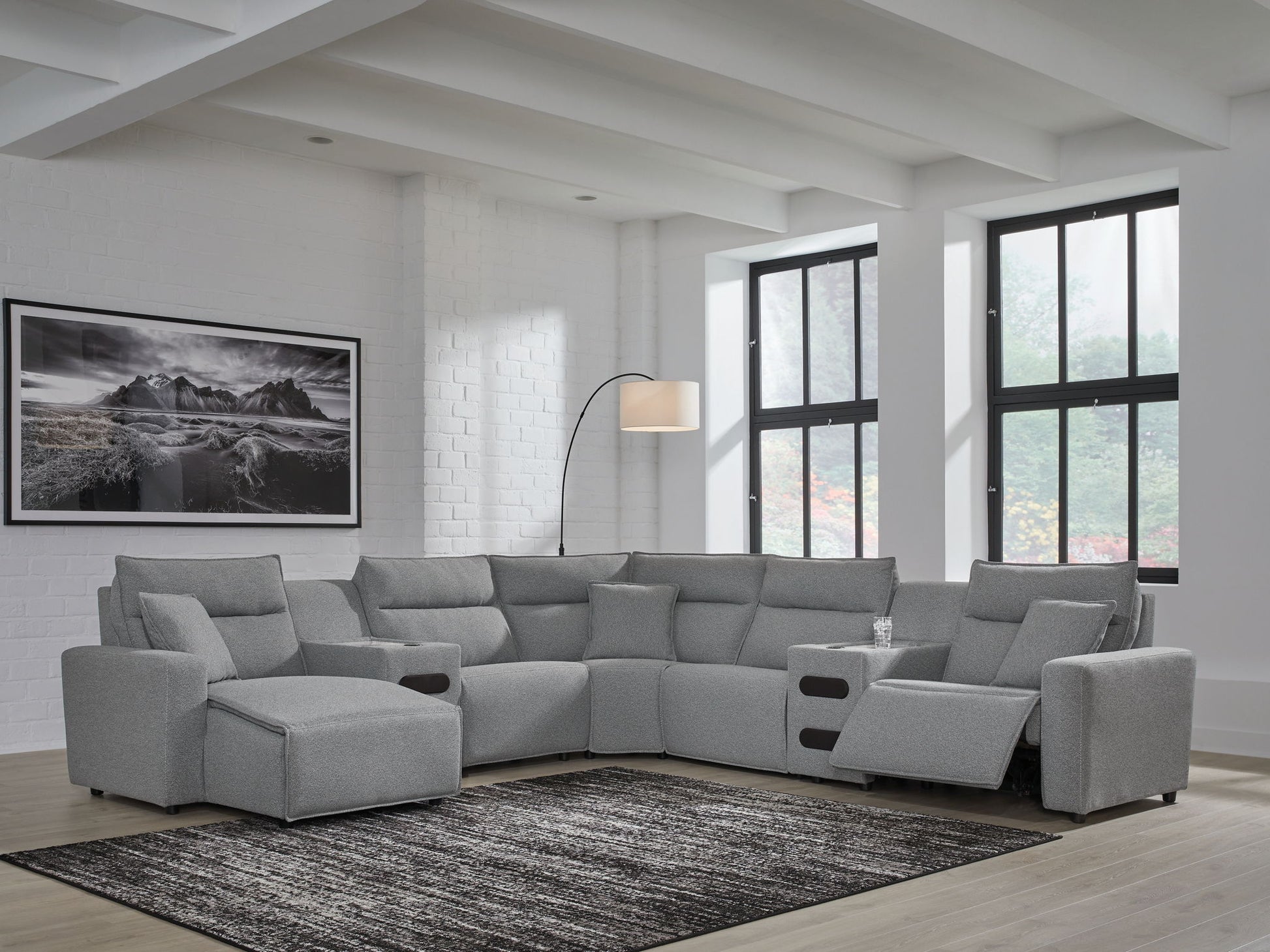ModMax II - Salt And Pepper - Reclining Sectional - Hornell Furniture Outlet