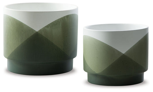 Ardenridge - Green / White - Planter Set (Set of 2) - Hornell Furniture Outlet
