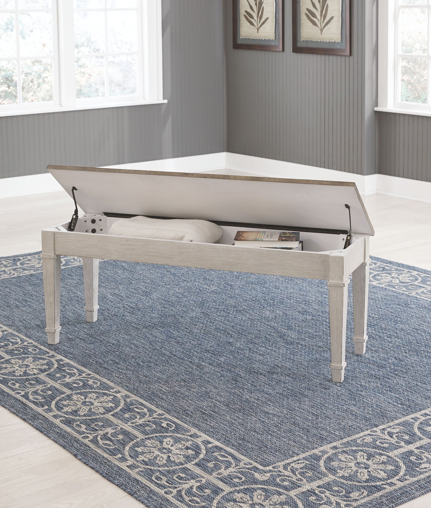 Skempton - White - Storage Bench - Hornell Furniture Outlet