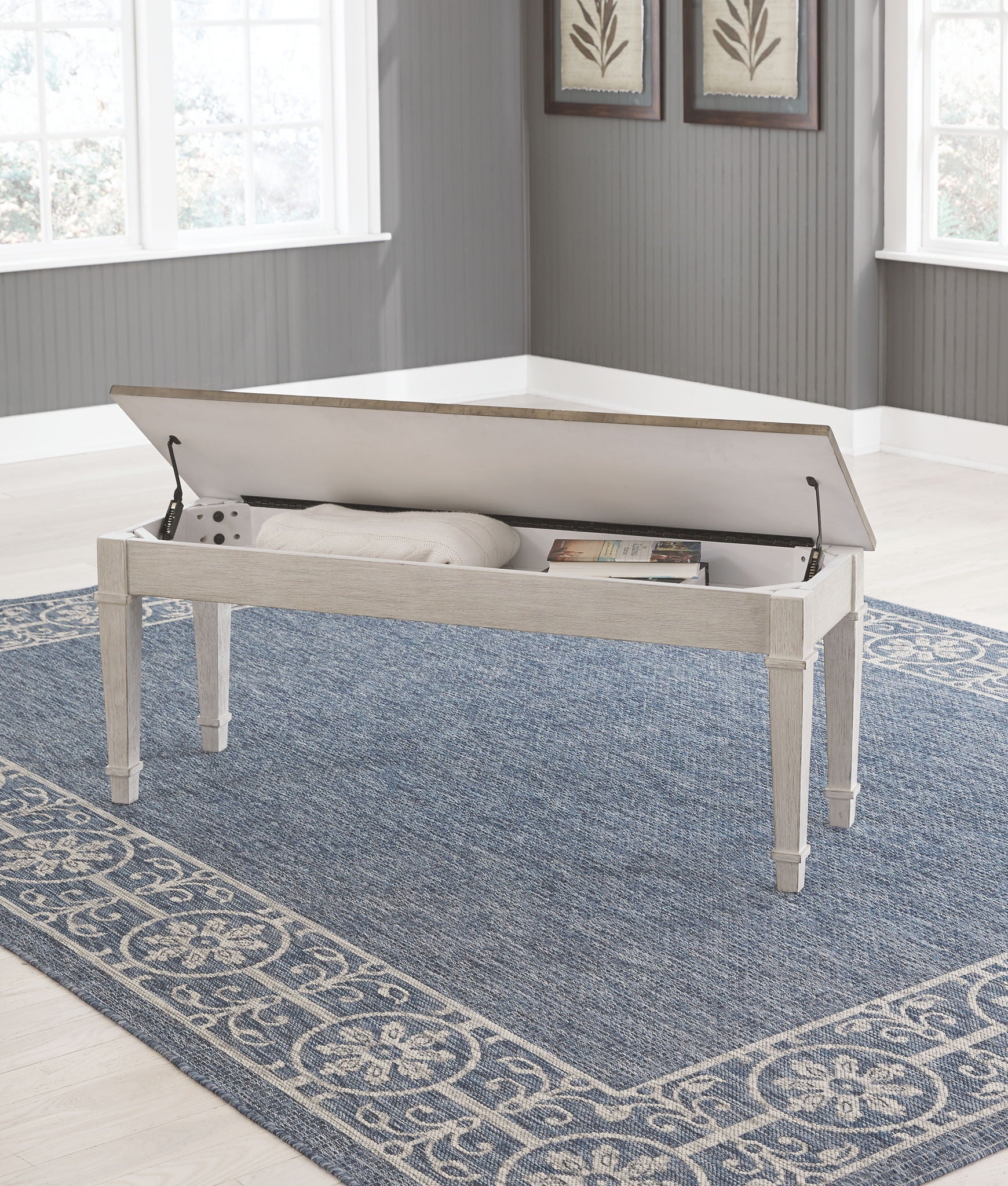 Skempton - White - Storage Bench - Hornell Furniture Outlet