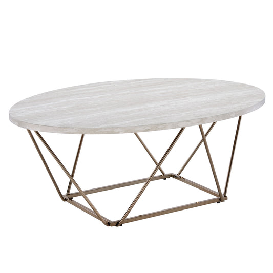 Rowan - Faux Marble Top Coffee Table - Gray - Hornell Furniture Outlet