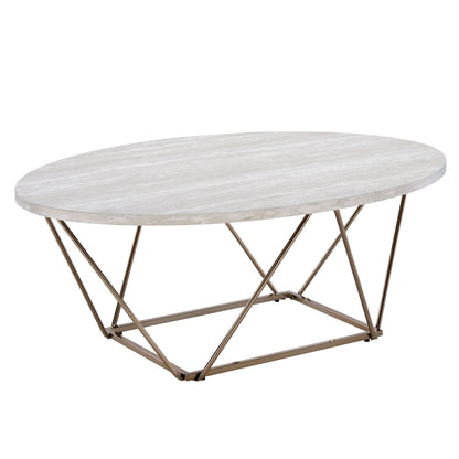 Rowyn - 3 Piece Table Set, Faux Marble Paper Top - White - Hornell Furniture Outlet