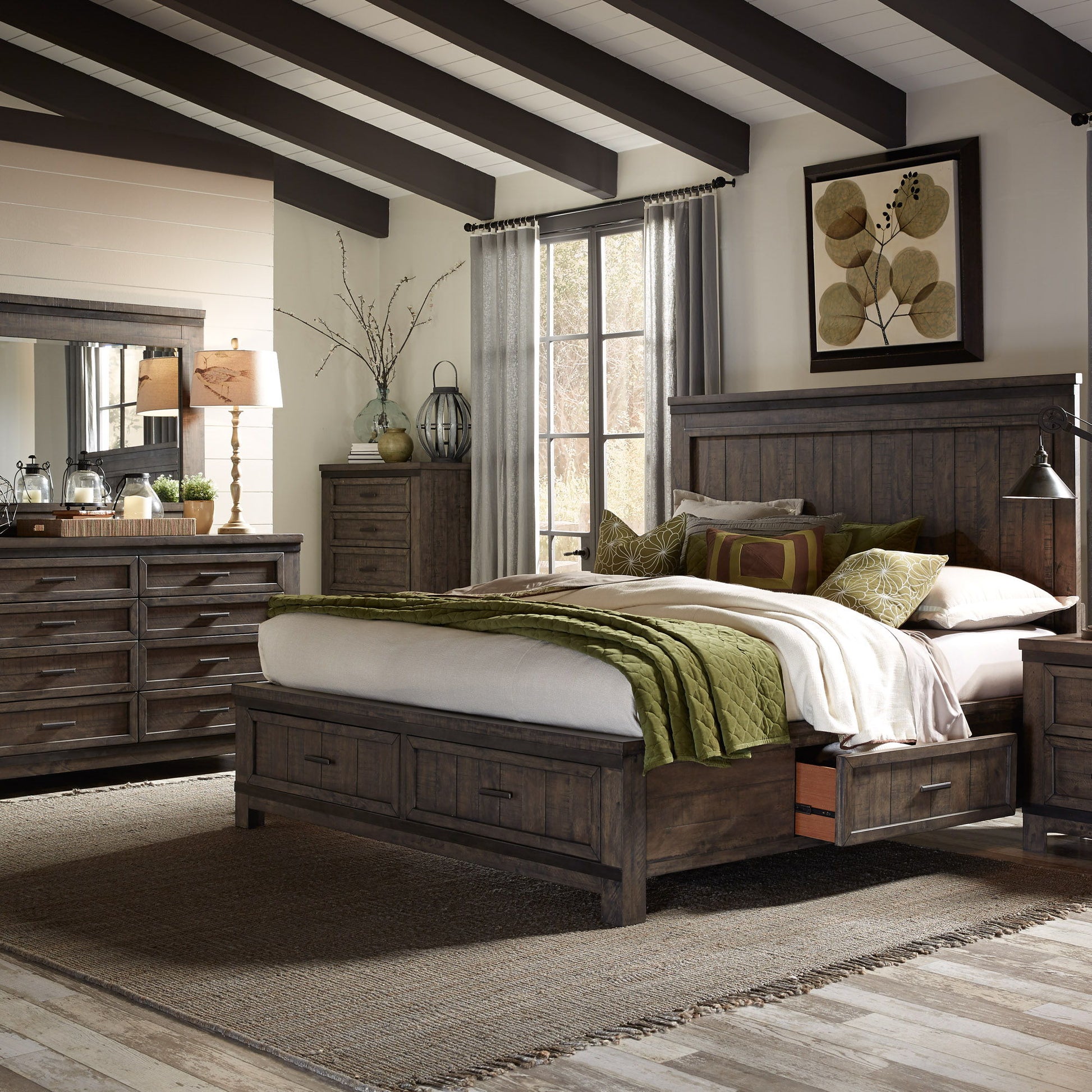 Thornwood Hills - Two Sided Storage Bed, Dresser & Mirror - Hornell Furniture Outlet