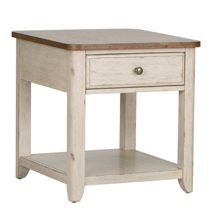 Farmhouse Reimagined - End Table With Basket - White - Hornell Furniture Outlet