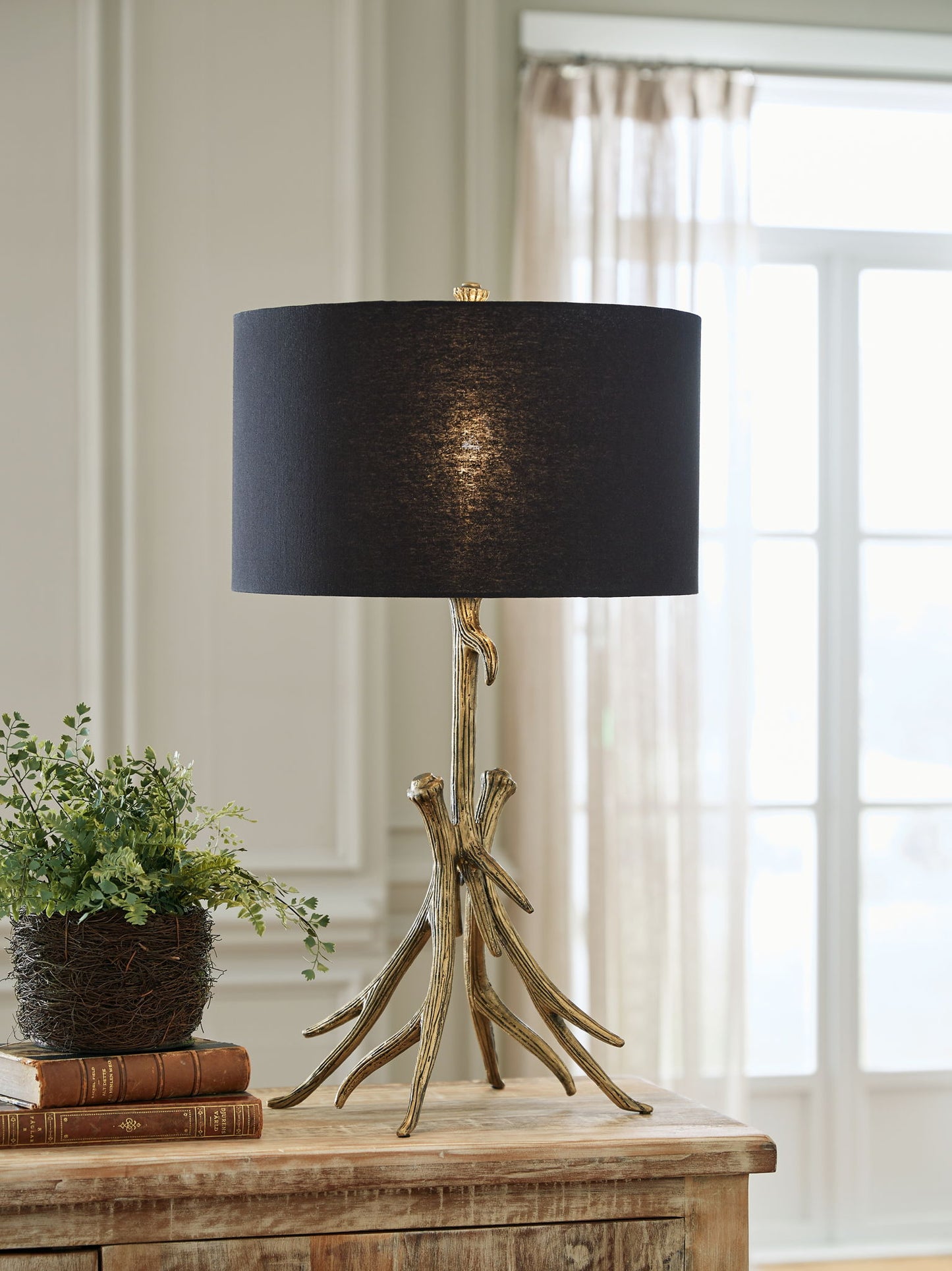 Josney - Antique Gold Finish - Metal Table Lamp - Hornell Furniture Outlet