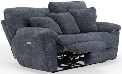 Paxon - Deep Seat Power Reclining Loveseat With Power Adjustable Headrest - Smoke - Hornell Furniture Outlet