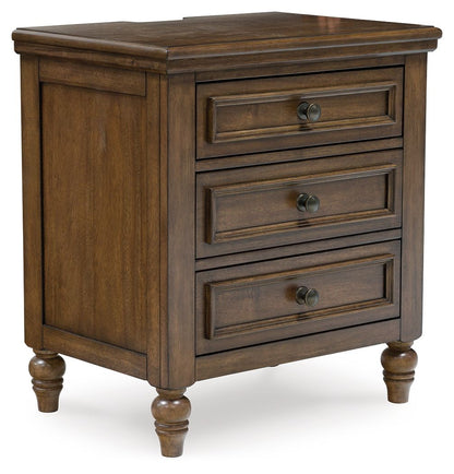 Sturlayne - Brown - Three Drawer Night Stand - Hornell Furniture Outlet