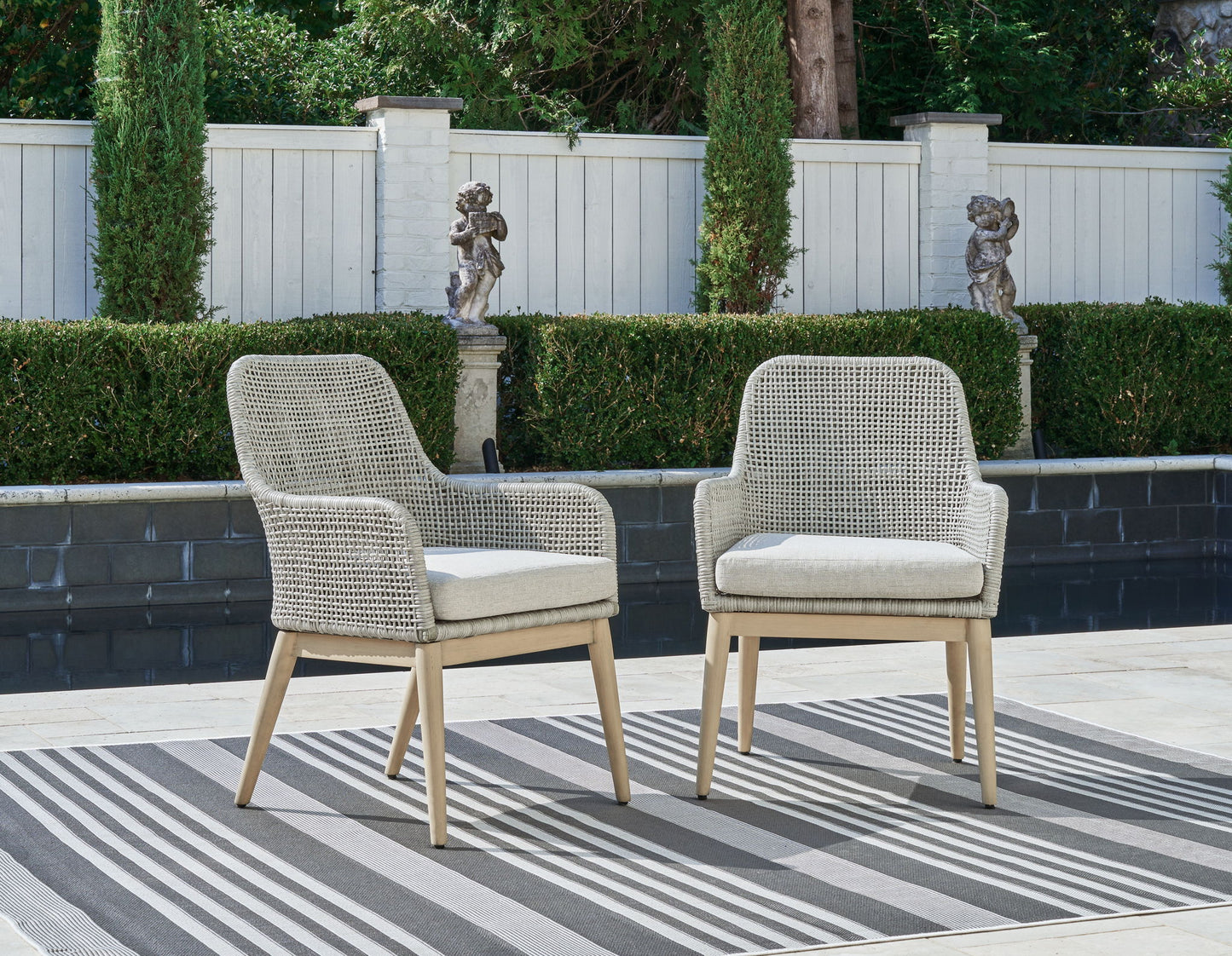 Seton Creek - Gray - Arm Chair With Cushion (Set of 2) - Hornell Furniture Outlet