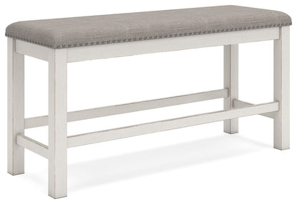 Robbinsdale - Antique White - Dbl Counter Height Upholstered Dining Bench - Hornell Furniture Outlet