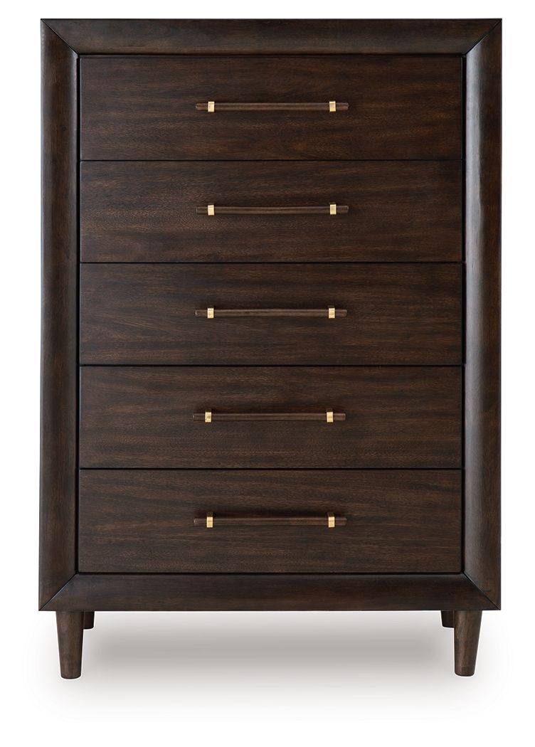 Dantenton - Five Drawer Chest - Merlot - Hornell Furniture Outlet