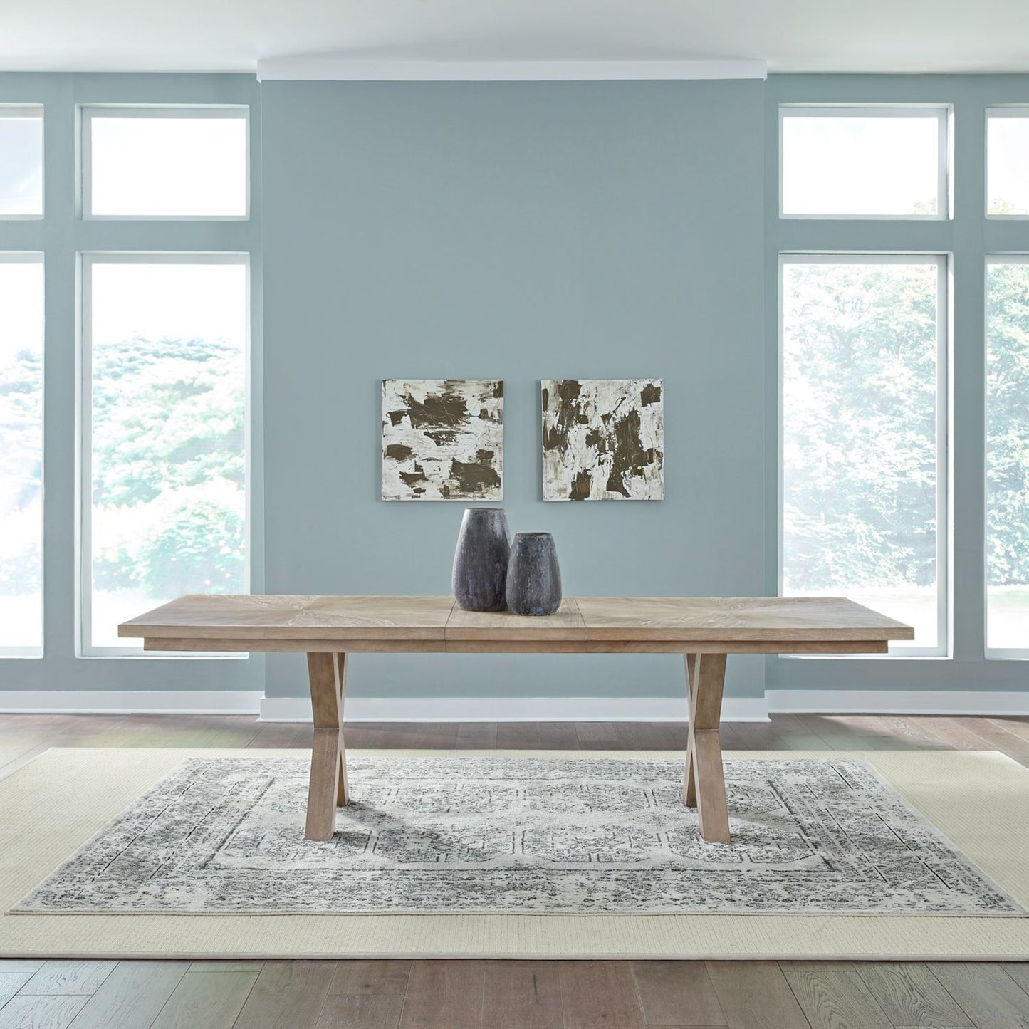 Brentwood - Double Pedestal Table - Brown - Hornell Furniture Outlet