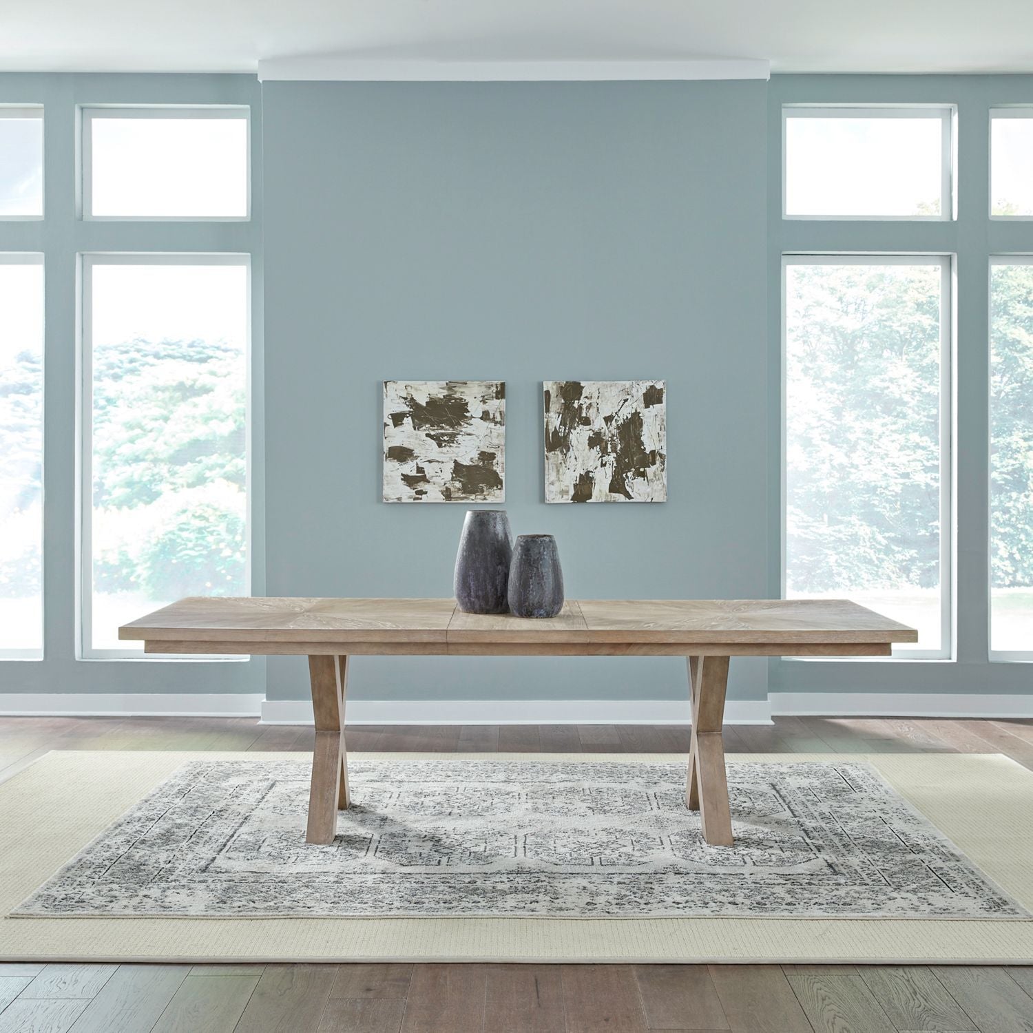 Brentwood - Double Pedestal Table - Brown - Hornell Furniture Outlet
