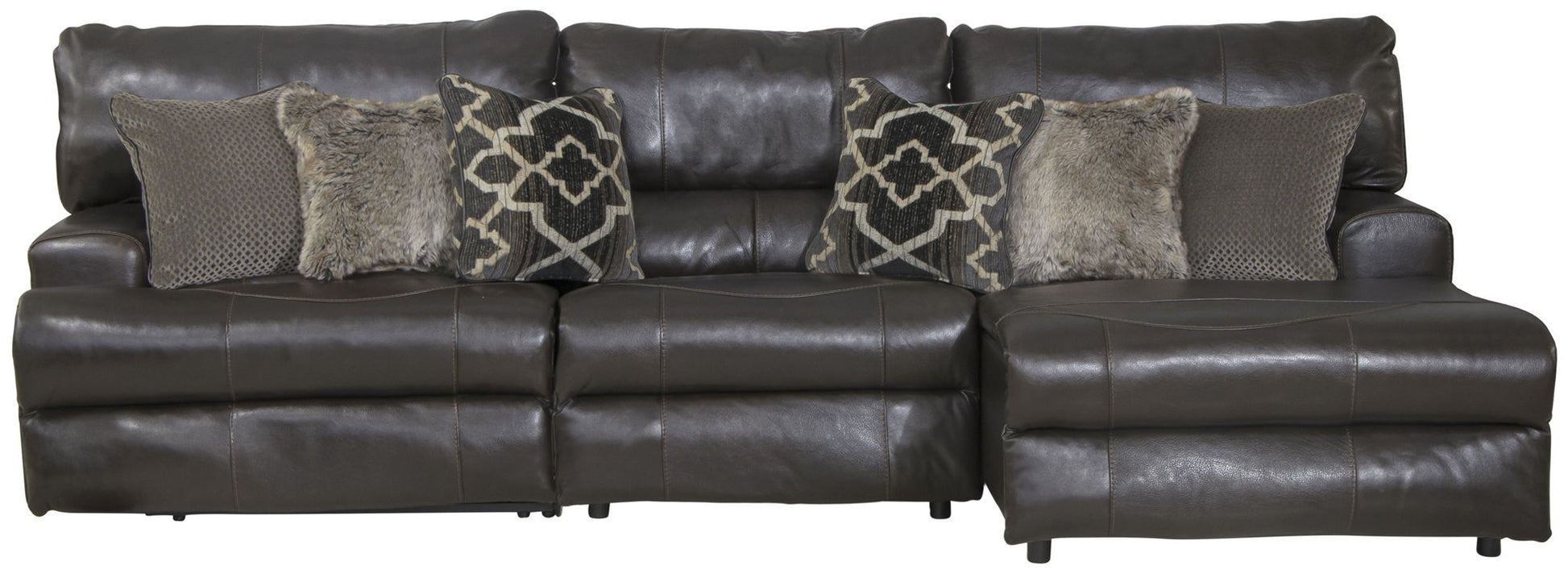 Como - 3 Piece Italian Leather Match Reclining Sectional - Hornell Furniture Outlet