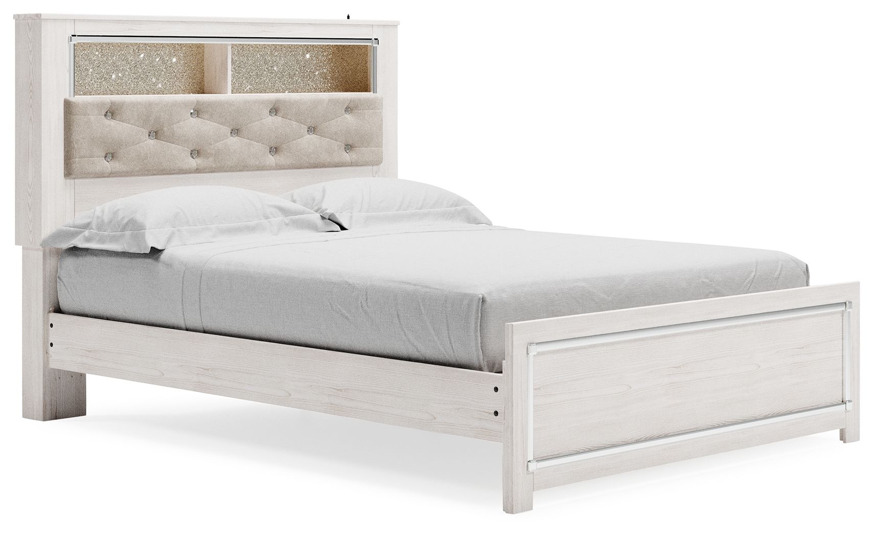 Altyra - White - Queen Panel Bookcase Bed With Roll Slats - Hornell Furniture Outlet