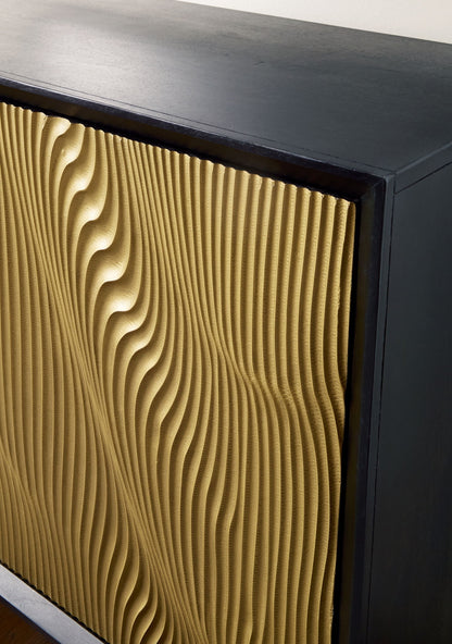 Tayner - Black / Gold Finish - Accent Cabinet - Hornell Furniture Outlet