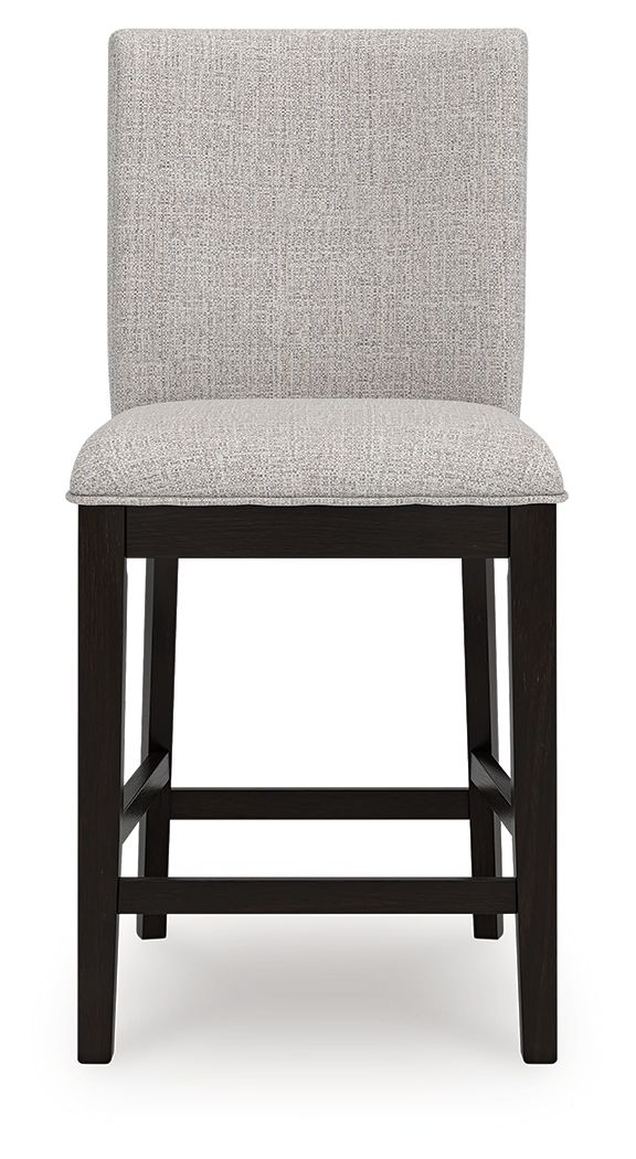Neymorton - 5 Pc. - Rectangular Dining Room Counter Table, 4 Barstools - Dark Grayish Brown - Hornell Furniture Outlet