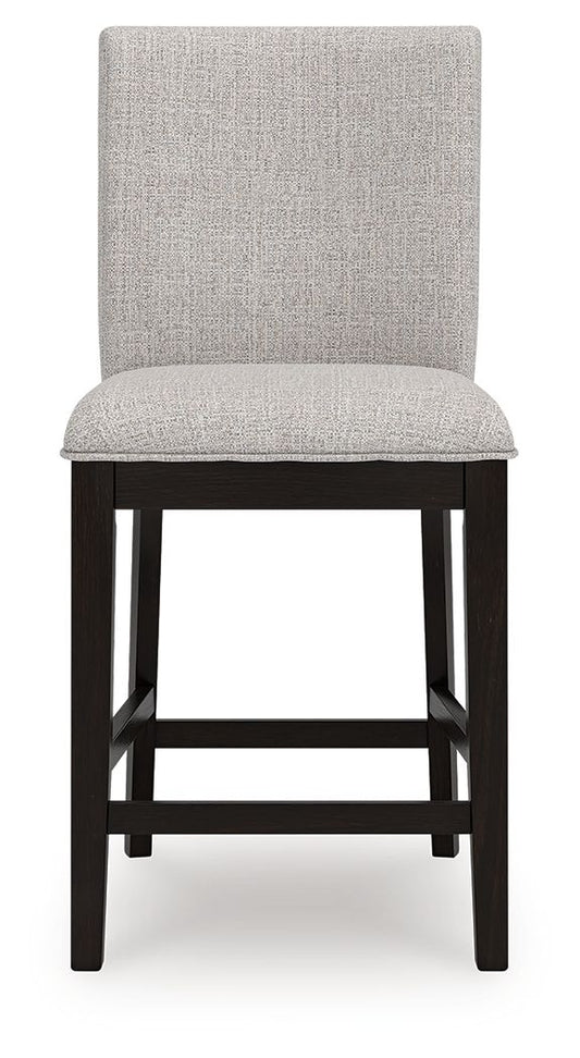 Neymorton - 5 Pc. - Rectangular Dining Room Counter Table, 4 Barstools - Dark Grayish Brown - Hornell Furniture Outlet