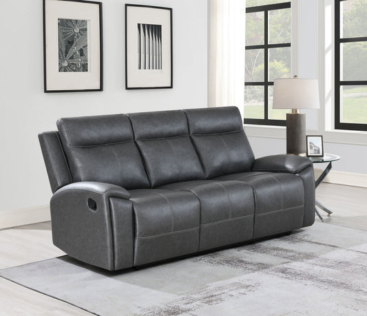 Gaston - Manual Reclining Sofa - Gray - Hornell Furniture Outlet