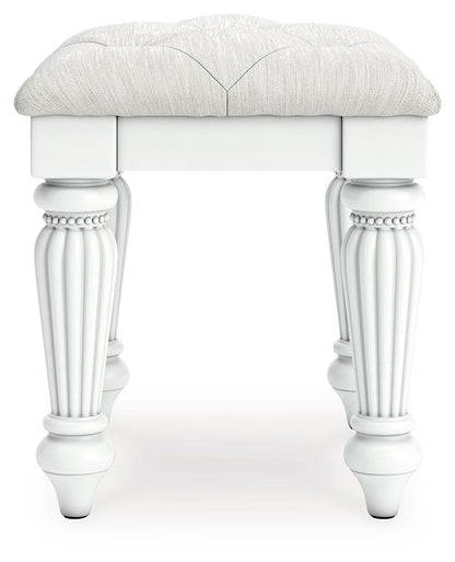 Kozlani - Vanity Upholstered Stool - White - Hornell Furniture Outlet