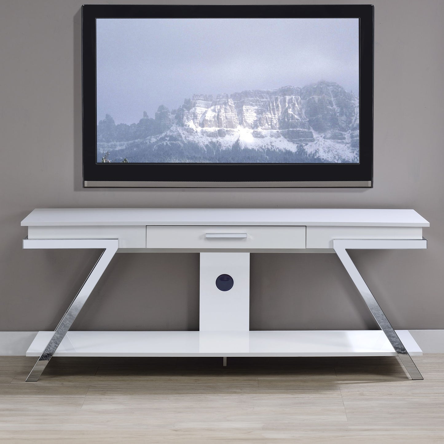 Zena - TV Stand With Drawer - White - Hornell Furniture Outlet