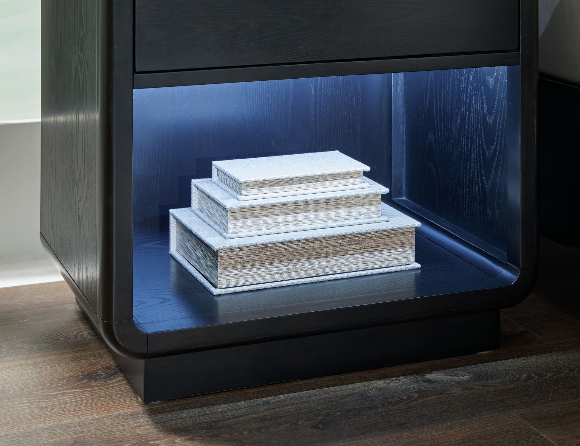 Rowanbeck - Black - One Drawer Night Stand - Hornell Furniture Outlet