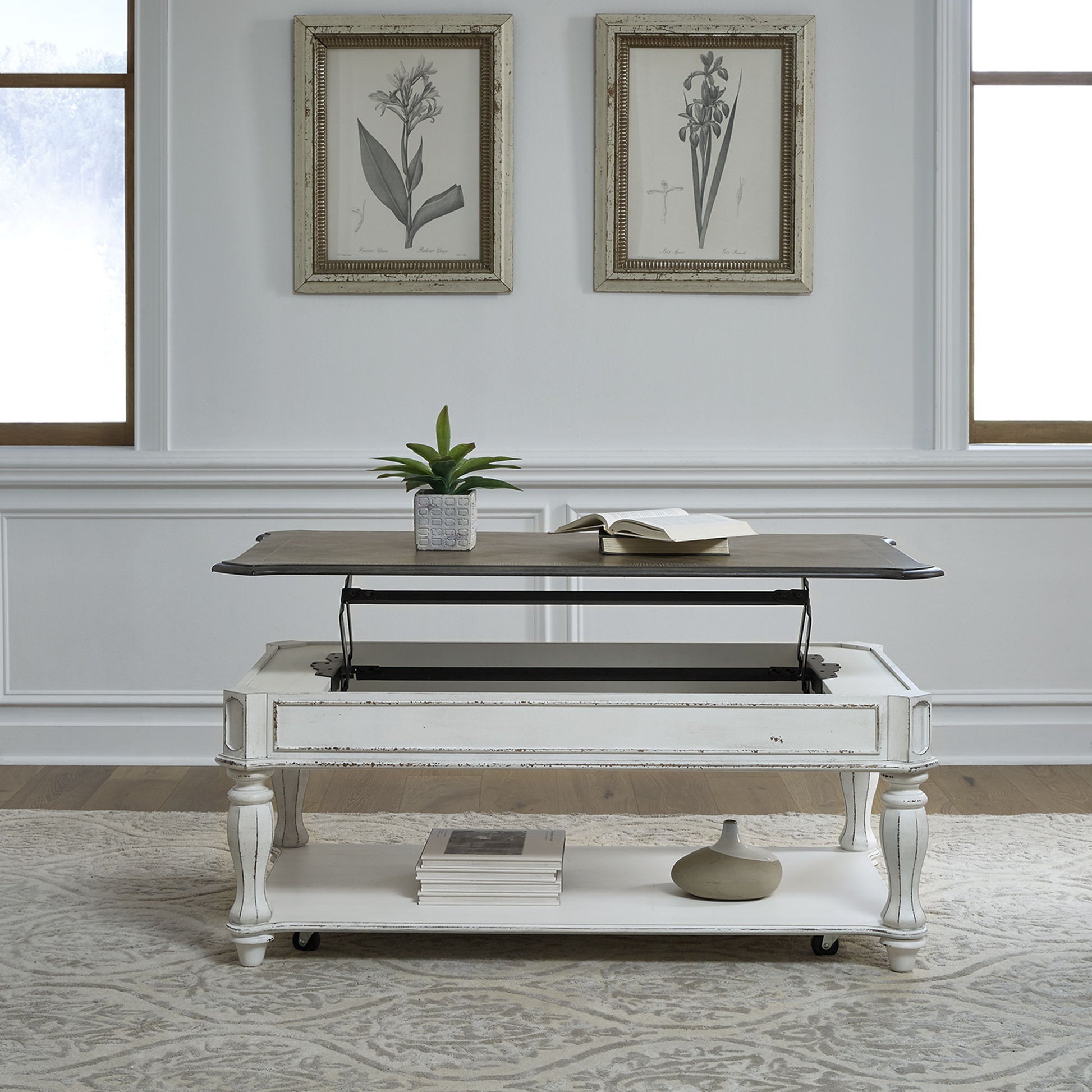 Magnolia Manor - Lift Top Cocktail Table - White - Hornell Furniture Outlet