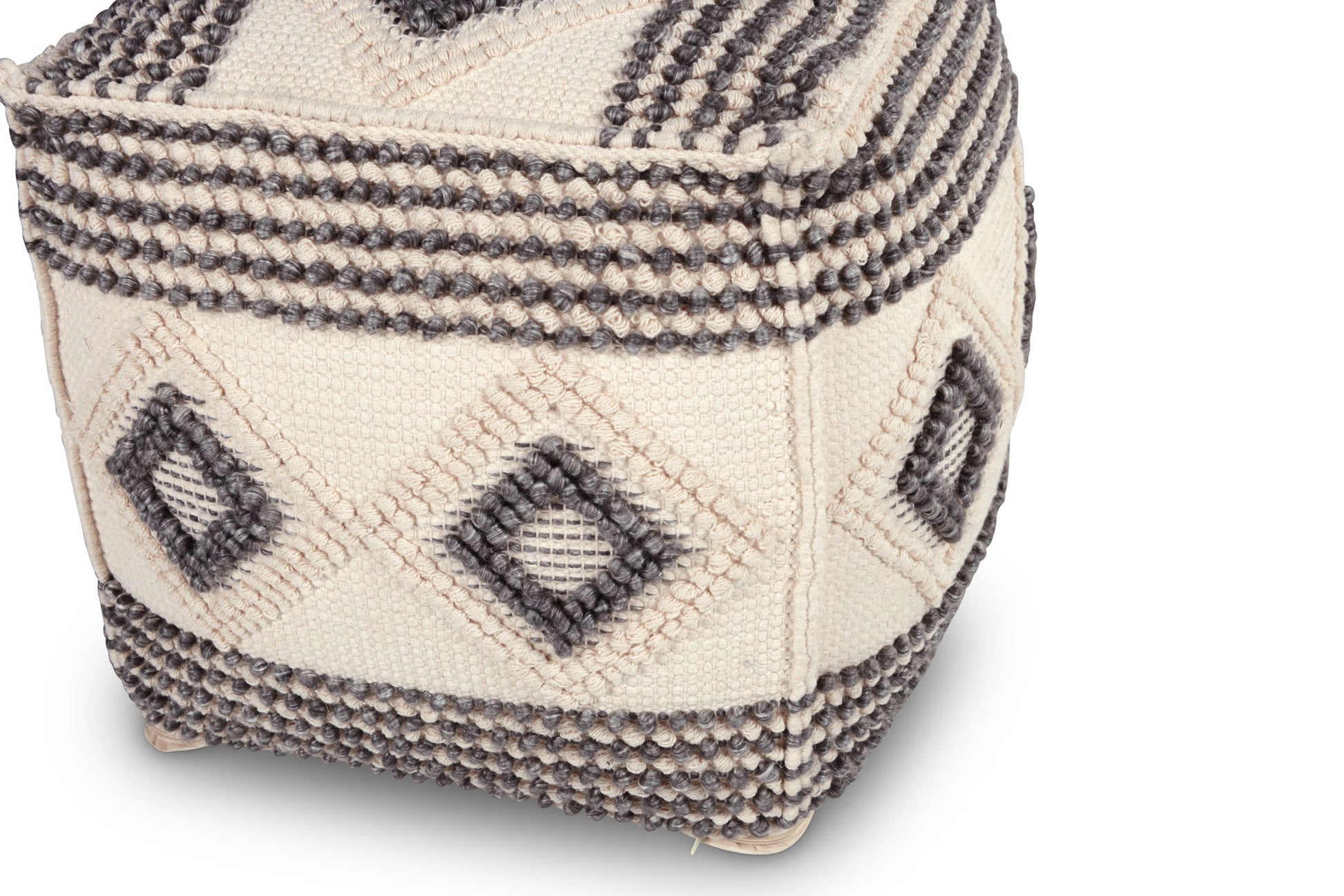 Dalia - Square Handwoven Woolen Pouf - Beige - Hornell Furniture Outlet