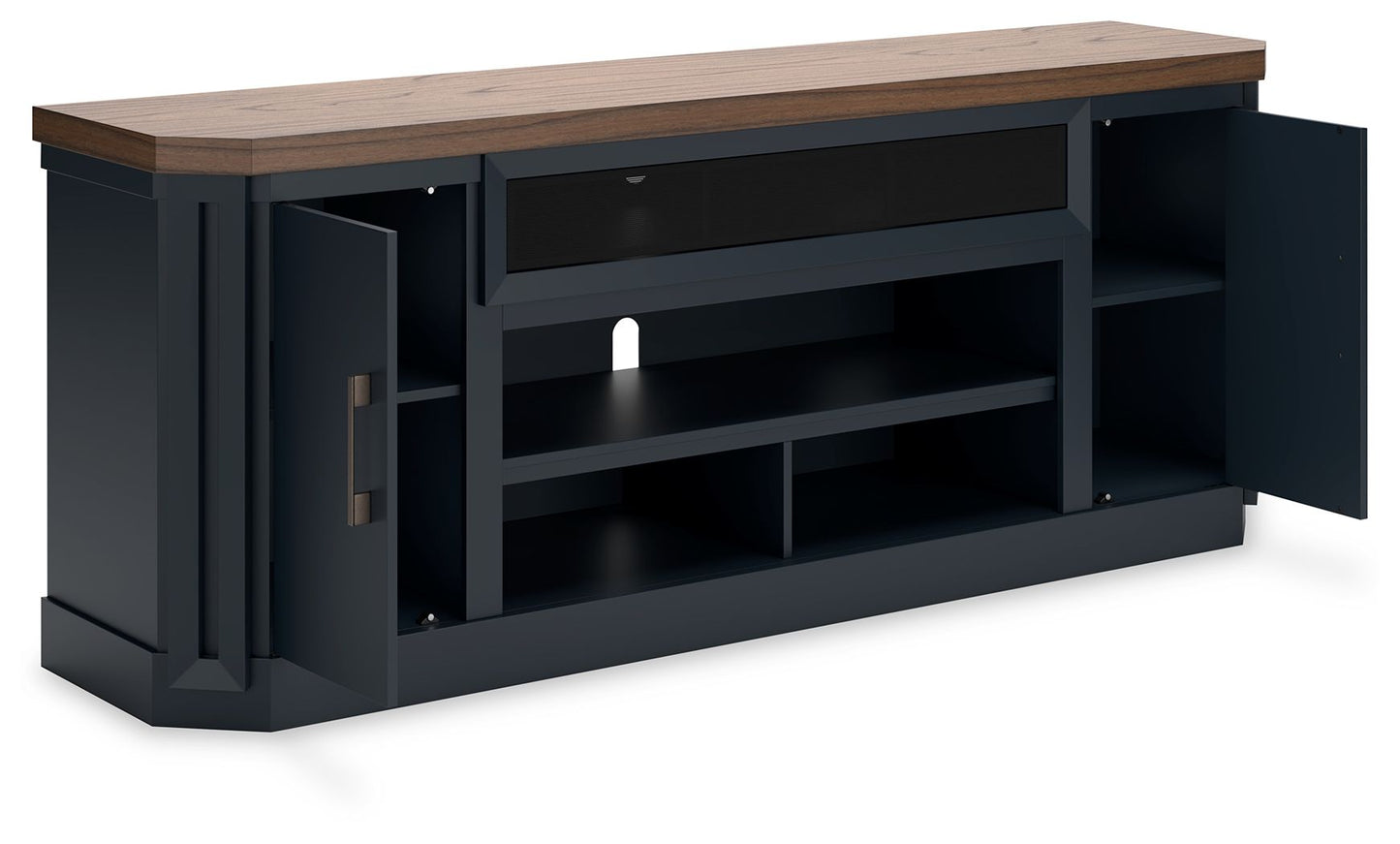 Landocken - Brown / Blue - XL TV Stand W/Fireplace Option - Hornell Furniture Outlet