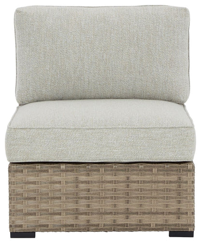 Calworth - Beige - Armless Chair w/Cushion (Set of 2) - Hornell Furniture Outlet